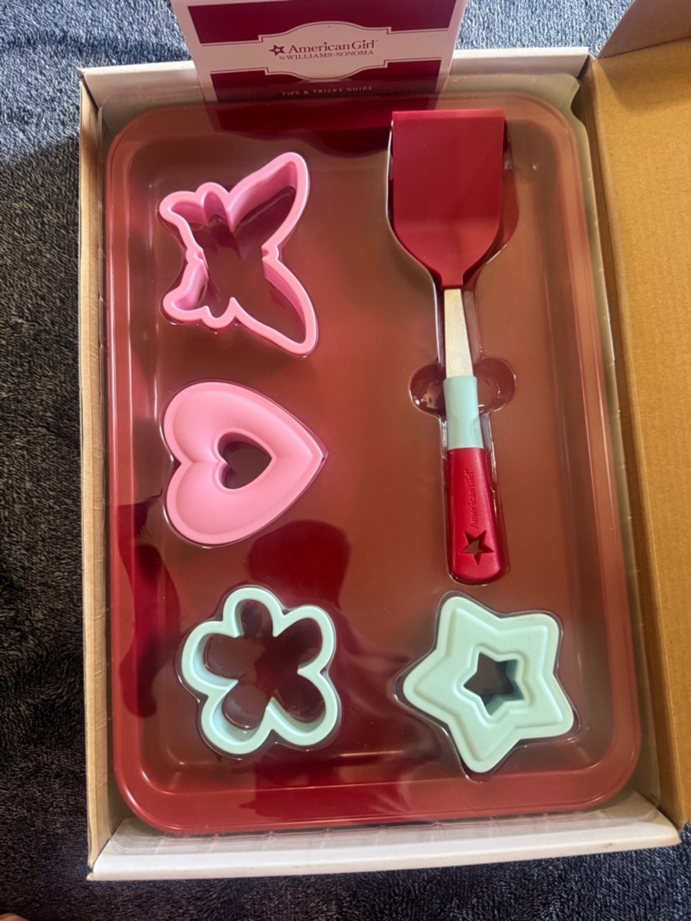 American Girl Pink & Mint Cookie Cutter Baking Set with Red Baking Tray